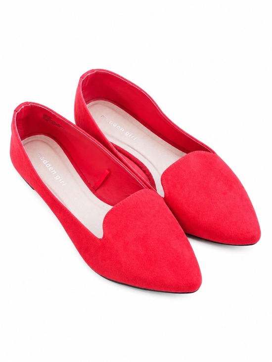 Madden Girl Shoes - Madden Girl Red Faux Suede Pointed Toe Flats Women’s Size 10M Slip-On Loafers